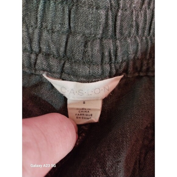 Caslon Shorts Womens Small Gray Linen Rayon Blend Tie Waist Crochet Trim - Picture 3 of 4